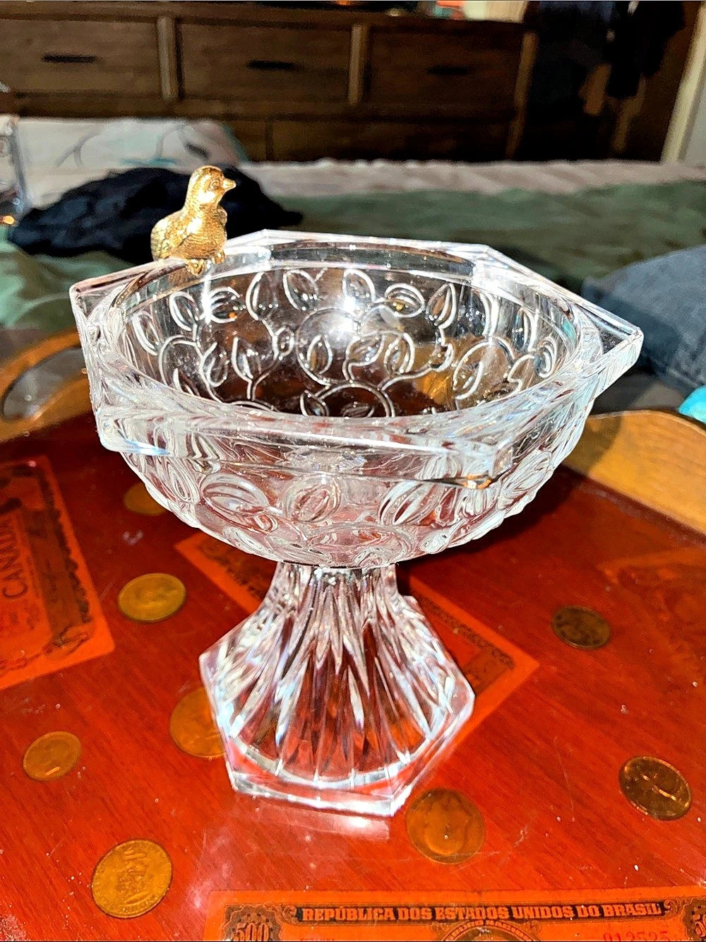 Gorham Crystal "Garden Serenade" 6" Bird Bath Bowl